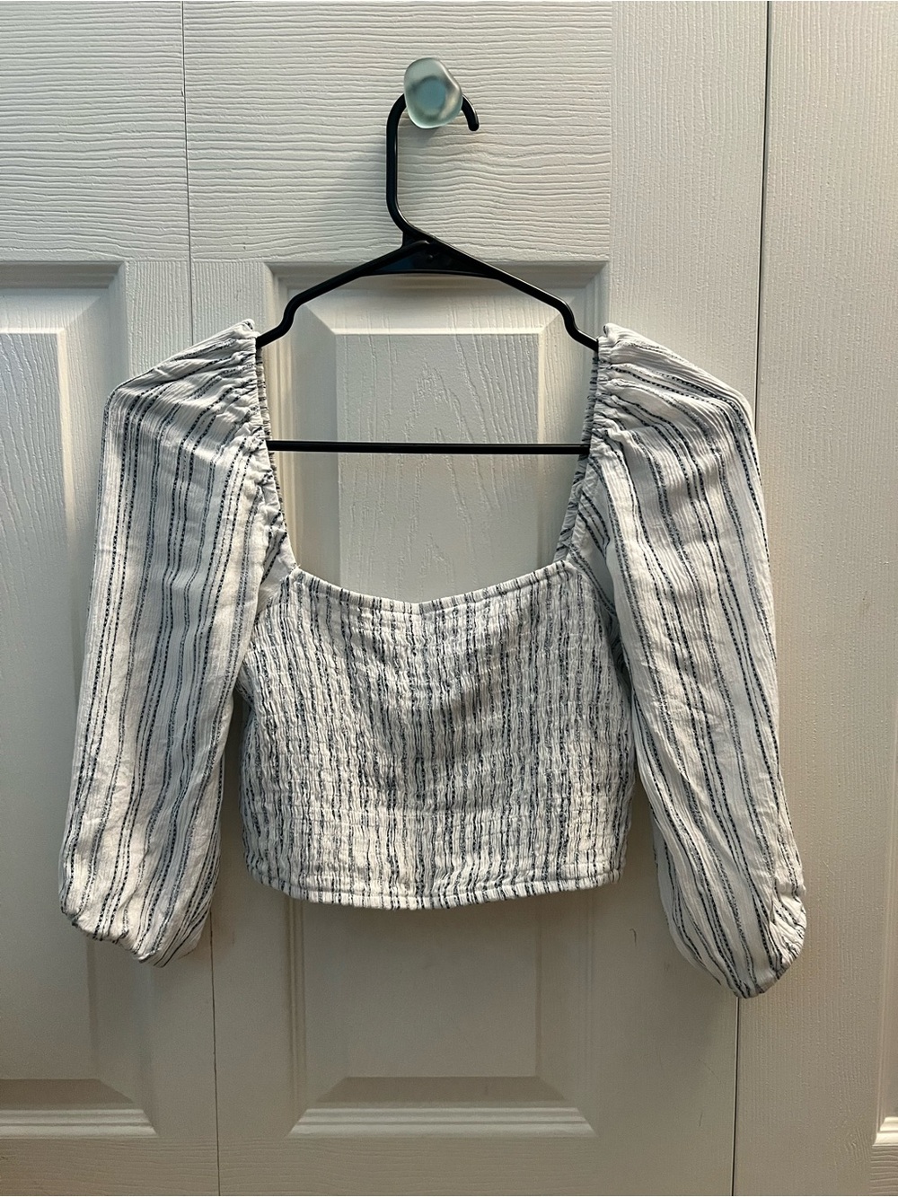 Blue and white striped top